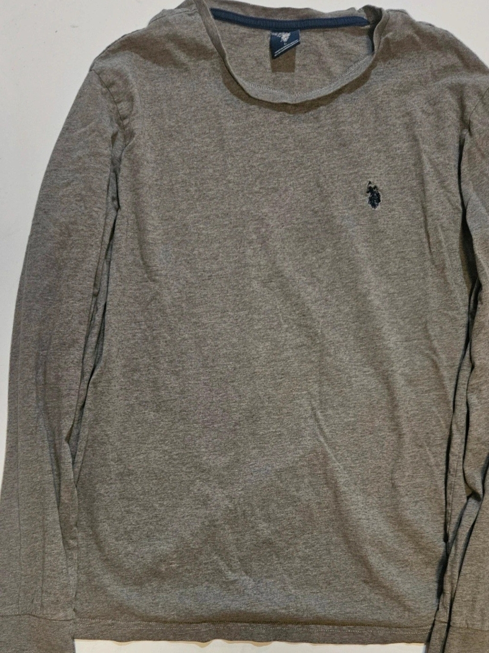 U.S. Polo Assn. Heather Gray Long-Sleeve Crewneck with Embroidered Logo